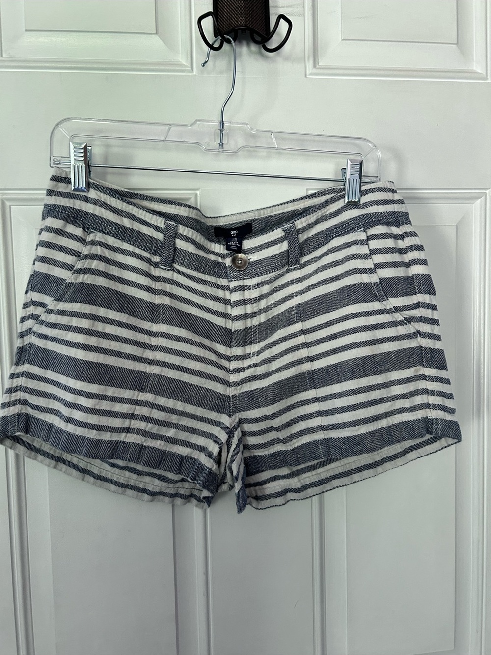 GAP Blue and White Striped Jean-Style Shorts